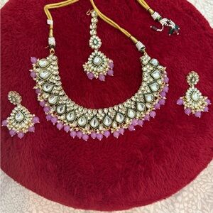 Elegant Gold and Purple Necklace Set